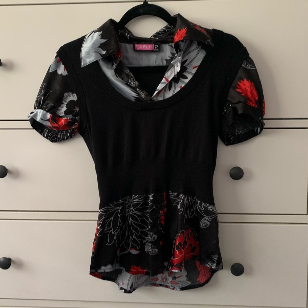 Silk Floral Button Up Blouse
